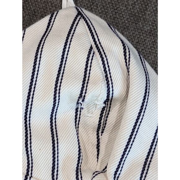 Adam Lippes Size 0 Beige Striped Denim Bralette Top V-neck 100% Cotton FLAWED - Picture 2 of 10